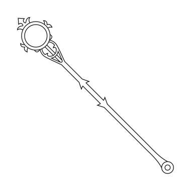 Staff Icon isolated on white background. Magic Weapon. Vector Illustration for Your Design, Game, Card, Web. clipart