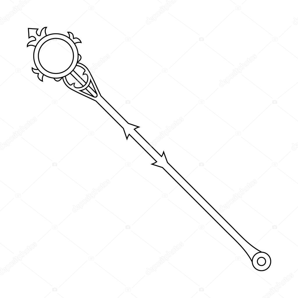 Staff Icon isolated on white background. Magic Weapon. Vector Illustration for Your Design, Game, Card, Web.