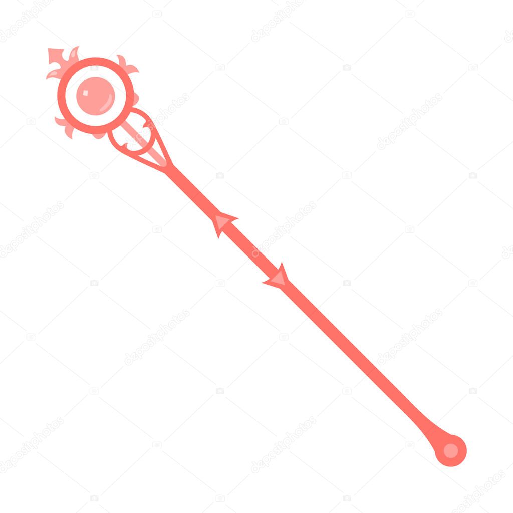 Magic Staff isolated on white background. Wizard Items. Vector Illustration for Your Design, Game, Card, Web.