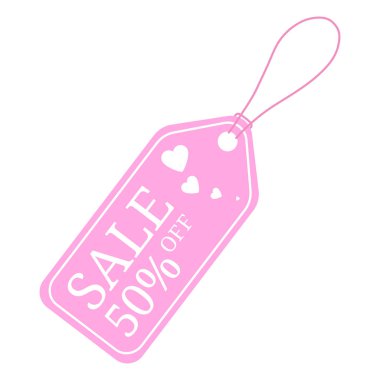 Sevgililer günü için özel fırsat satış etiketi indirim. %50 off Satılık afiş indirim. Özel Fırsat Fiyatı işaretler. Satılık pembe beyaz arka plan üzerinde izole etiket. Vektör çizim.