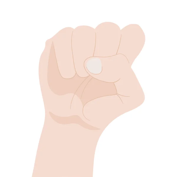 Поднятый Кулак Изолирован Белом Фоне Символ Победы Власти Протеста Солидарности — стоковый вектор