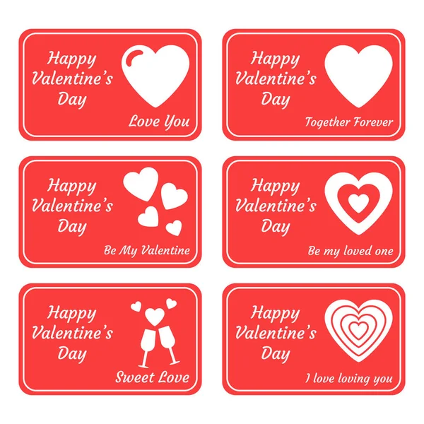 Set Greeting Card Valentines Day Vector Illustration Isolated White Background — Stock Vector