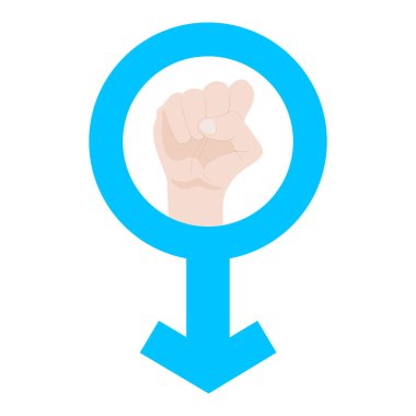 Adamın Resist sembolü beyaz arka plan üzerinde izole. Erkek sembolü. İnsan gücü. Yumruk kaldırdı. Vektör çizim.
