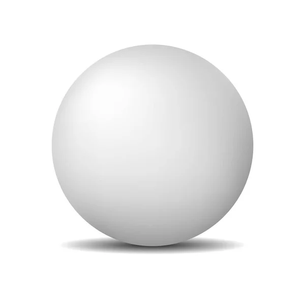 Sfera Rotonda Bianca Palla Perla Opaca Realistica Sfera Plastica Isolata — Vettoriale Stock