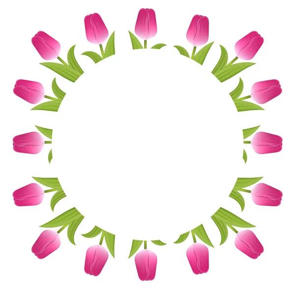 Pembe lale ile banner şablon arka plan. Lale kare çerçeve. Fiş, duvar kağıdı, el ilanları, davet, afiş, broşür, kupon indirim, tebrik kartı. Vektör çizim.