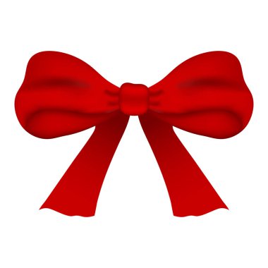 Beyaz arka plan üzerinde izole kırmızı yay. Kırmızı saten yay ile gölge, şal öğe şablonu. Vektör çizim tasarımınız için.