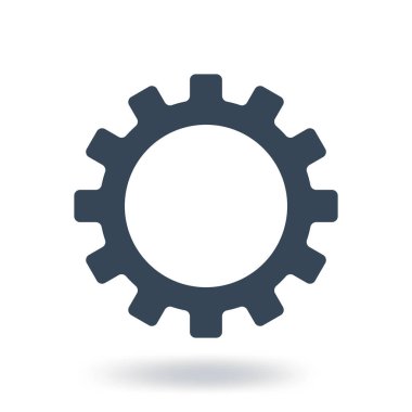 Dişli simgesini doldurun. Ayarları simgesi. Düz stil. Beyaz arka plan üzerinde izole vektör çizim.