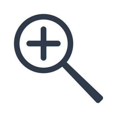 Büyüteç'i artış Yakınlaştırma simgesini düz stil. Beyaz arka plan üzerinde izole vektör çizim.