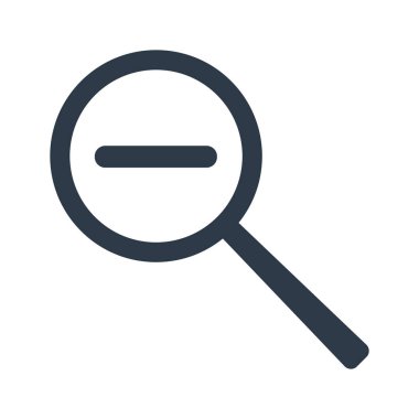 Büyüteç'i azalış Yakınlaştır simgesini düz tarzı. Beyaz arka plan üzerinde izole vektör çizim.