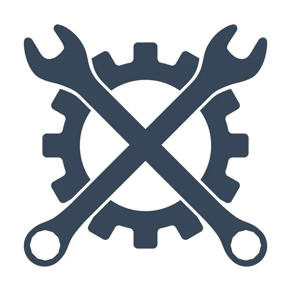 Icono Reparación Engranajes Llaves Cruzadas Diseño Gráfico Creativo Elemento Logo — Vector de stock