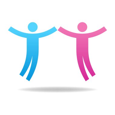 Çift simgesi. Ekip çalışması kavramı. Erkek ve dişi. Vektör çizim tasarımınız için.