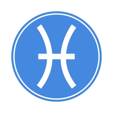 Balık simgesi. Vektör Astroloji, Astroloji işareti. Zodyak sembolü. Su öğesi. Etiket. Beyaz arka plan üzerinde izole vektör çizim.