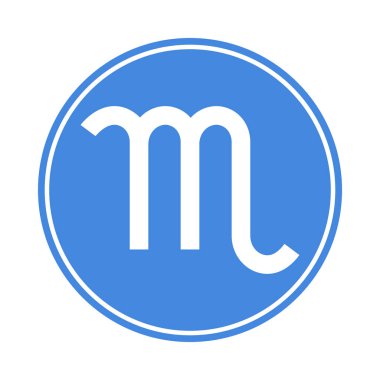 Akrep simgesi. Vektör Astroloji, Astroloji işareti. Zodyak sembolü. Su öğesi. Etiket. Beyaz arka plan üzerinde izole vektör çizim.