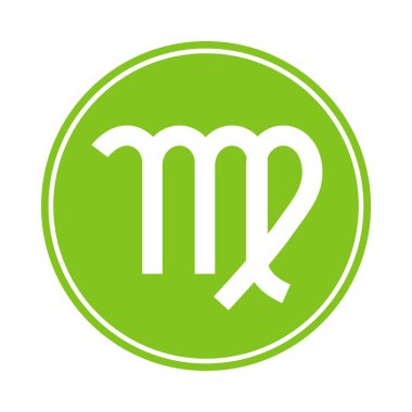 Başak simgesi. Vektör Astroloji, Astroloji işareti. Zodyak sembolü. Toprak elementi. Etiket. Beyaz arka plan üzerinde izole vektör çizim.