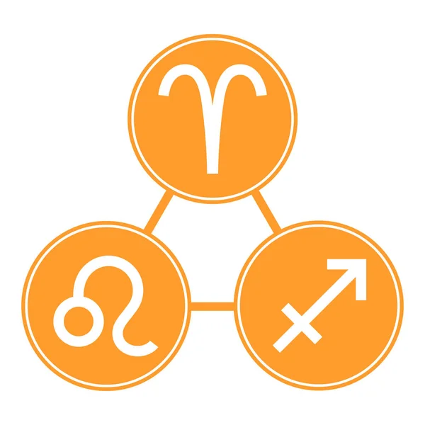 Áries Sagitário Leo Ícones Vetor Astrológico Sinais Horóscopo Símbolos Zodíaco —  Vetores de Stock