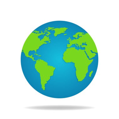 Dünya beyaz arka plan üzerinde izole küre. Dünya Haritası. Earth simgesini. Vektör çizim Your tasarımı için.