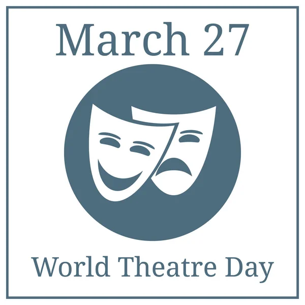 Día Mundial del Teatro. 23 de marzo. Calendario de vacaciones de marzo. Máscaras de teatro. Logo del teatro, icono. Ilustración vectorial para su diseño . — Archivo Imágenes Vectoriales