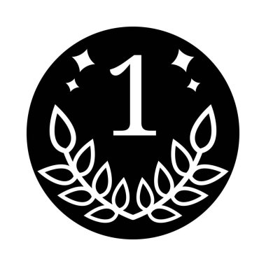 Vektör sikke simge beyaz arka plan üzerinde izole. İlk yer, bir numara. Kazanan sembol siyah silüeti. Vektör çizim Your tasarımı için.