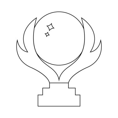 Vektör kazanan Trophy Kupası simgesi. Anahat dünya kupa sembolü beyaz arka plan üzerinde izole. Vektör çizim Your tasarımı, Web için.