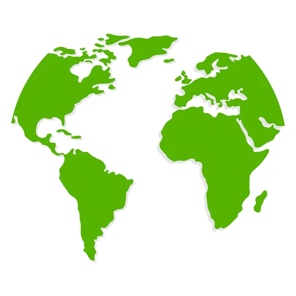 Carte du monde verte ou cartographie mondiale isolée sur fond blanc. Illustration vectorielle pour votre design . — Image vectorielle