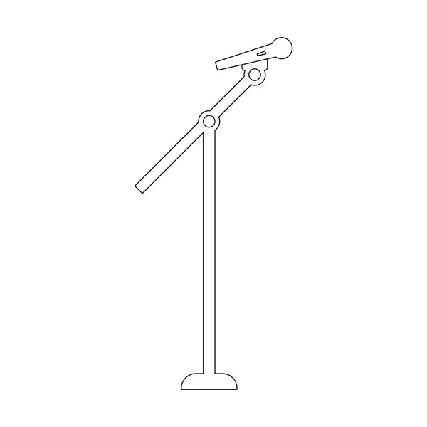 Outline Stage Microphone and Stand isolated on white background. Vector illustration for Your Design. — Stock Vector