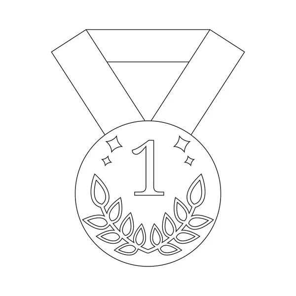 Medalla Vectorial Icono aislado sobre fondo blanco. Primer lugar. Esquema icono del símbolo del ganador. Ilustración vectorial para su diseño, Web . — Vector de stock