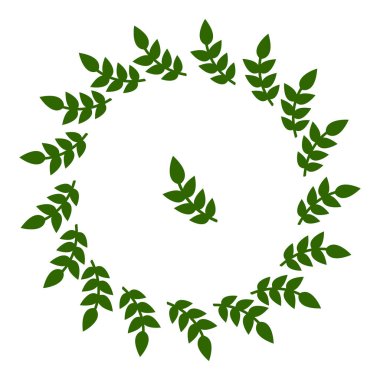 Daire kareden yaprakları. Düğün süslemeleri, davetiyeler. Yeşil siluet. Vektör çizim Your tasarımı, Web için.