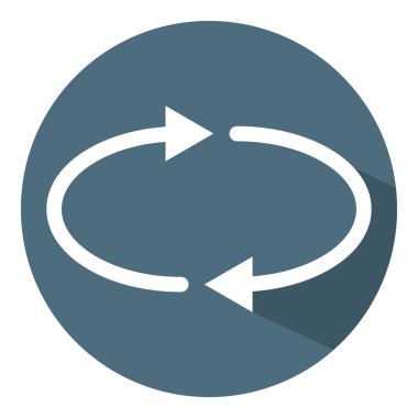 Vektör yenileme, yeniden, tekrar simgesi. Beyaz daire oklar. Düz stil. Vektör çizim tasarım, Web, Infographic için.