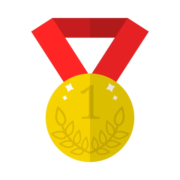 Vector Medalla Oro Icono Aislado Sobre Fondo Blanco Premio Flat — Vector de stock