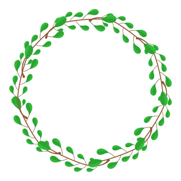 Круглая рамка от зеленых ветвей. Свадебные украшения, приглашения. Векторная иллюстрация для Вашего дизайна, Web . — стоковый вектор