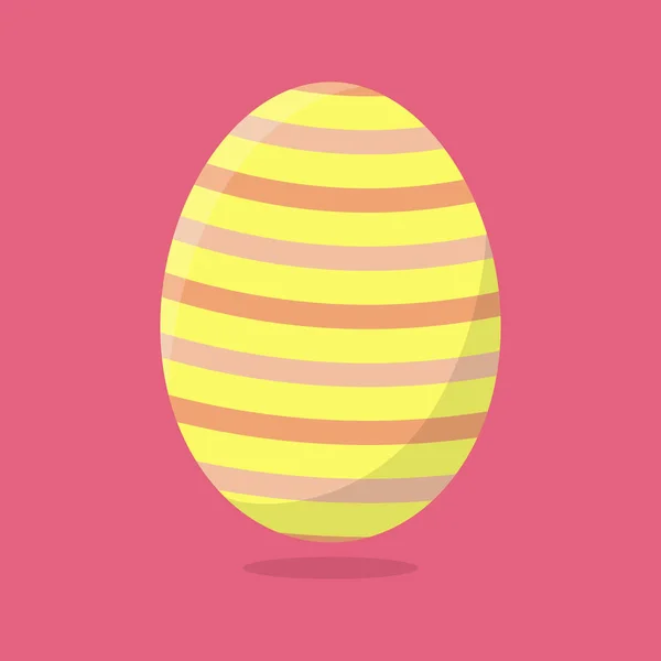 Uovo di Pasqua vettoriale isolato su sfondo rosa. Uovo colorato con motivo a strisce. Stile piatto. Per biglietti di auguri, inviti. Illustrazione vettoriale per il vostro disegno, Web . — Vettoriale Stock