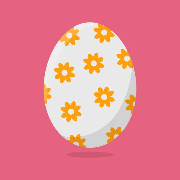 Vector Easter Egg isolado em fundo rosa. Ovo colorido com padrão de flores. Estilo plano. Para cartões, convites. Ilustração vetorial para seu projeto, Web . — Vetor de Stock