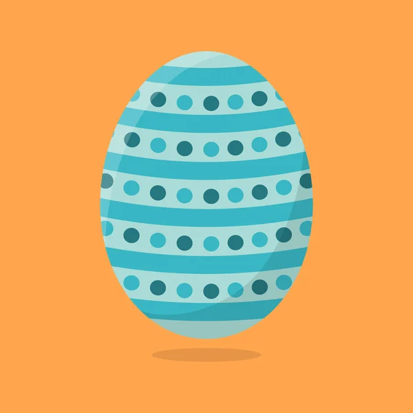 Vector Easter Egg isolado em fundo laranja. Ovo colorido com listras e pontos padrão. Estilo plano. Para cartões, convites. Ilustração vetorial para seu projeto, Web . — Vetor de Stock