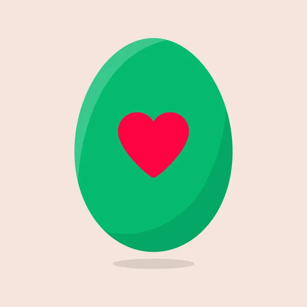 Vector Easter Egg isolated on beige background. Colorful Egg with Heart Pattern. Flat Style. For Greeting Cards, Invitations. Vector illustration for Your Design, Web. — Stock Vector