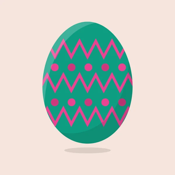 Vector Easter Egg isolado em fundo bege. Ovo colorido com Chevron e Dots Pattern. Estilo plano. Para cartões, convites. Ilustração vetorial para seu projeto, Web . — Vetor de Stock