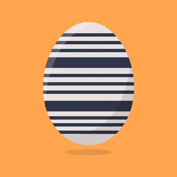 Vector Easter Egg isolado em fundo laranja. Ovo colorido com padrão de listras. Estilo plano. Para cartões, convites. Ilustração vetorial para seu projeto, Web . — Vetor de Stock