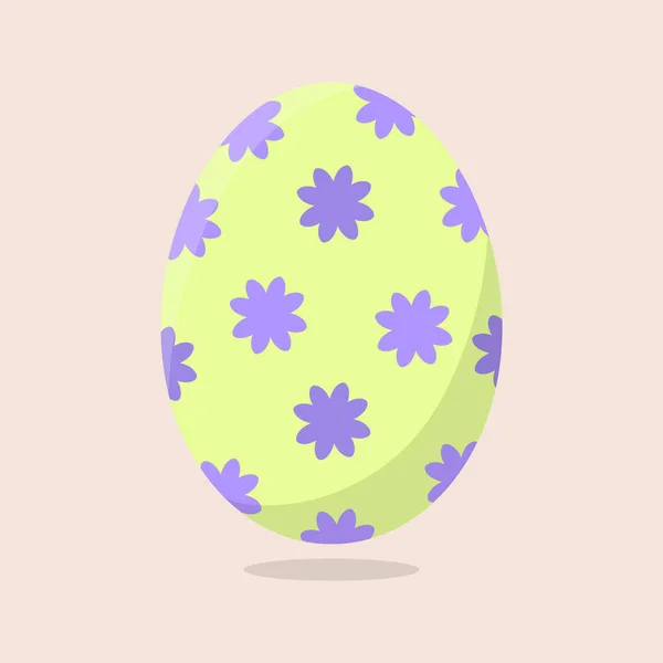 Vector Easter Egg isolado em fundo bege. Ovo colorido com padrão de flores. Estilo plano. Para cartões, convites. Ilustração vetorial para seu projeto, Web . — Vetor de Stock