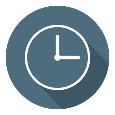 Saat simgesi. Zaman sembolü. Anahat düz stil. Tasarım, Web için vektör Illustration.