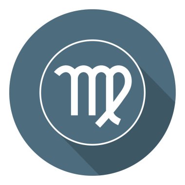 Virgo simgesi. Vektör astrolojik, burç Işareti. Zodiac sembolü. Hava elemanı. Düz stil. Etiket. Tasarım, Web için vektör Illustration.