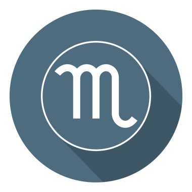 Akrep simgesi. Vektör astrolojik, burç Işareti. Zodiac sembolü. Hava elemanı. Düz stil. Etiket. Tasarım, Web için vektör Illustration.