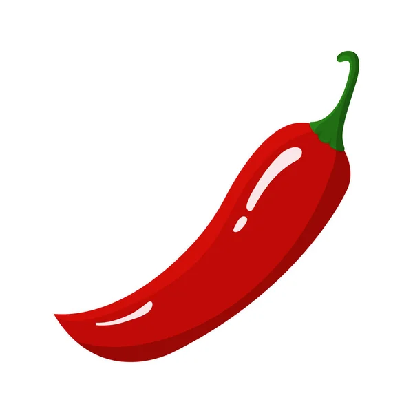 Red Chilli Pepper isolado sobre fundo branco. Especiarias alimentares frescas para o mercado, receita. Desenhos animados em estilo plano. Ilustração vetorial para seu projeto, Web . — Vetor de Stock