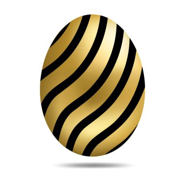 Vektör Paskalya altın yumurta beyaz arka planda izole. Dalgalar deseni ile renkli yumurta. Gerçekçi stil. Tebrik kartları, davetiyeler için. Tasarım, Web için vektör Illustration.