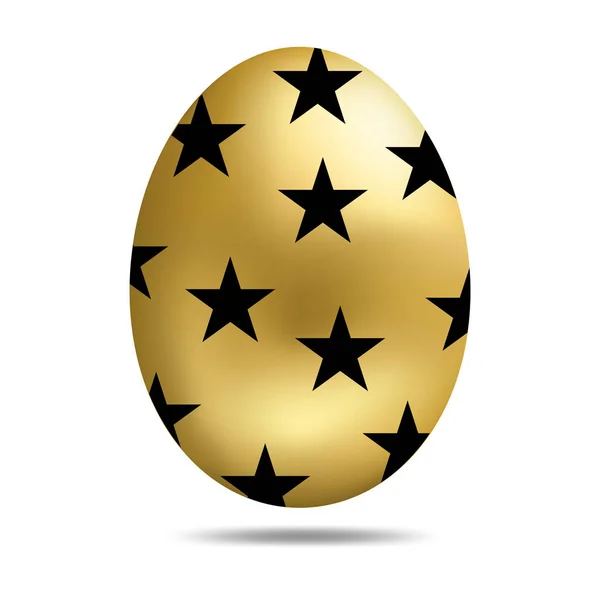 Vector Pasen gouden ei geïsoleerd op witte achtergrond. Kleurrijke ei met sterren patroon. Realistische stijl. Voor wenskaarten, uitnodigingen. Vector illustratie voor uw ontwerp, Web. — Stockvector