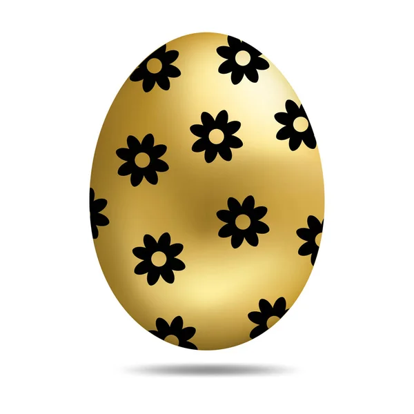 Vetor Easter Golden Egg isolado sobre fundo branco. Ovo colorido com padrão de flores. Estilo realista. Para cartões, convites. Ilustração vetorial para seu projeto, Web . — Vetor de Stock