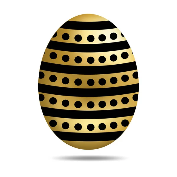 Vector Pasen gouden ei geïsoleerd op witte achtergrond. Kleurrijk ei met strepen en stippen patroon. Realistische stijl. Voor wenskaarten, uitnodigingen. Vector illustratie voor uw ontwerp, Web. — Stockvector