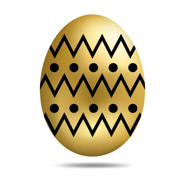 Vector Pasen gouden ei geïsoleerd op witte achtergrond. Kleurrijke ei met Chevron en stippen patroon. Realistische stijl. Voor wenskaarten, uitnodigingen. Vector illustratie voor uw ontwerp, Web. — Stockvector
