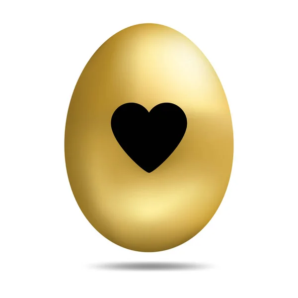 Векторное пасхальное золотое яйцо изолировано на белом фоне. Красочное яйцо с сердечным узором. Реалистичный стиль. Для поздравительных открыток, приглашений. Векторная иллюстрация для Вашего дизайна, Web . — стоковый вектор
