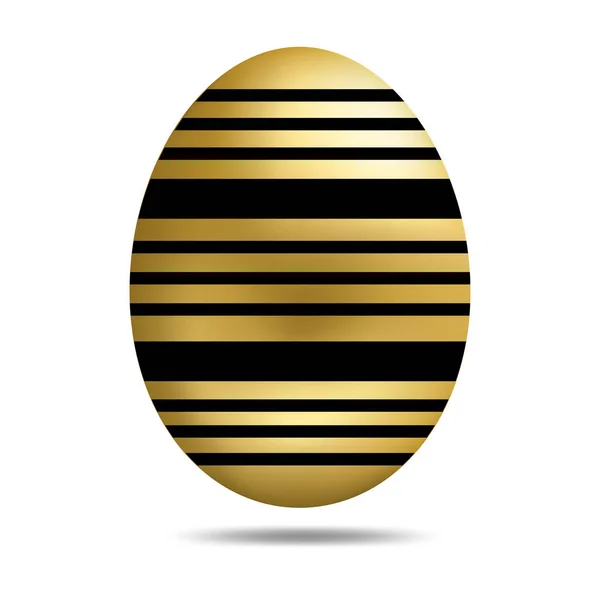 Vector Pasen gouden ei geïsoleerd op witte achtergrond. Kleurrijke ei met strepen patroon. Realistische stijl. Voor wenskaarten, uitnodigingen. Vector illustratie voor u — Stockvector
