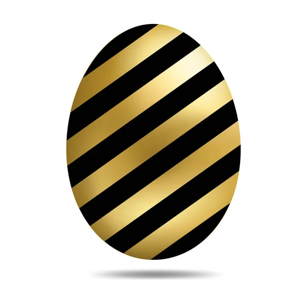 Vector Pasen gouden ei geïsoleerd op witte achtergrond. Kleurrijke ei met strepen patroon. Realistische stijl. Voor wenskaarten, uitnodigingen. Vector illustratie voor uw ontwerp, Web. — Stockvector