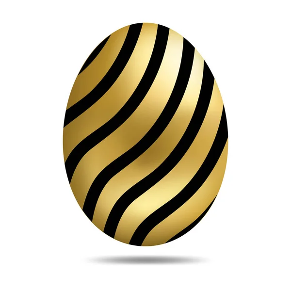 Huevo dorado de Pascua vectorial aislado sobre fondo blanco. Huevo colorido con patrón de ondas. Estilo realista. Para tarjetas de felicitación, invitaciones. Ilustración vectorial para su diseño, Web . — Archivo Imágenes Vectoriales